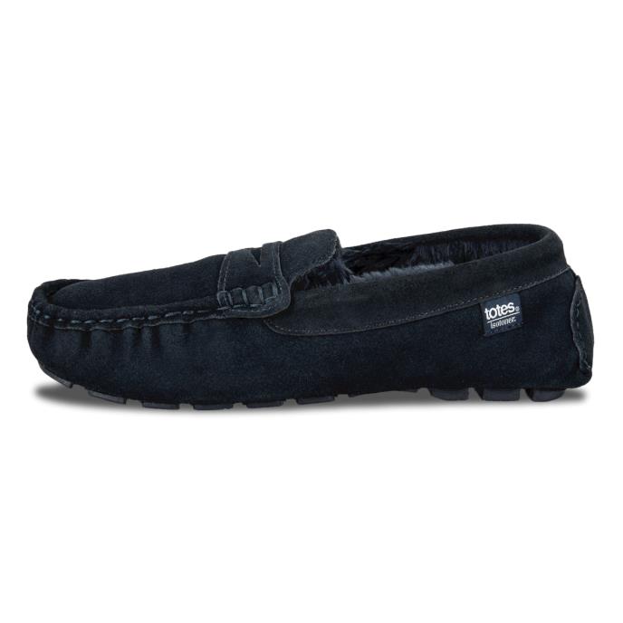 Isotoner® Mens Suede Moccasin With Water Repellency Navy Extra Image 3